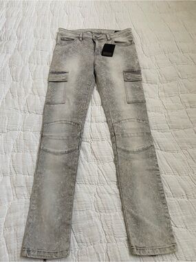 ASOS Grey Washed Skinny Cargo Jeans